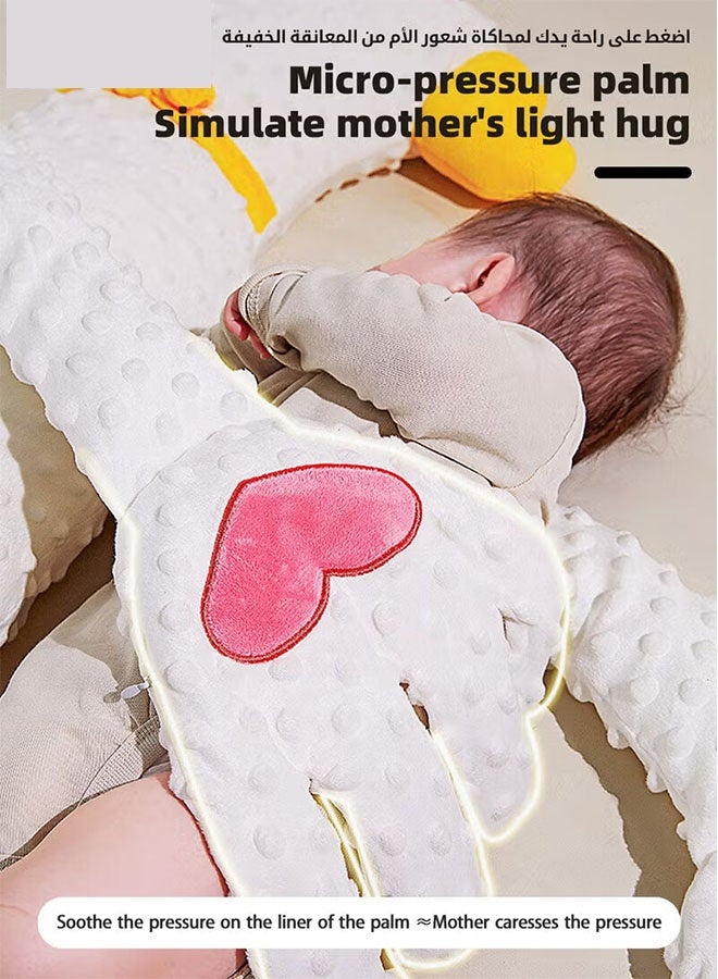 أجريون دمية تهدئة نوم الأطفال بكف مهدئ آلي، 52 أغنية آلاتية للأطفال، وسادة تربيت للمواليد، مهدئ نوم الأطفال، وسادة نوم ورضاعة للأطفال مع جهاز تحكم عن بعد، وسادة إرهاق الرضع لمنع الارتجاج، شكل بطّة لطيف. - Image 2